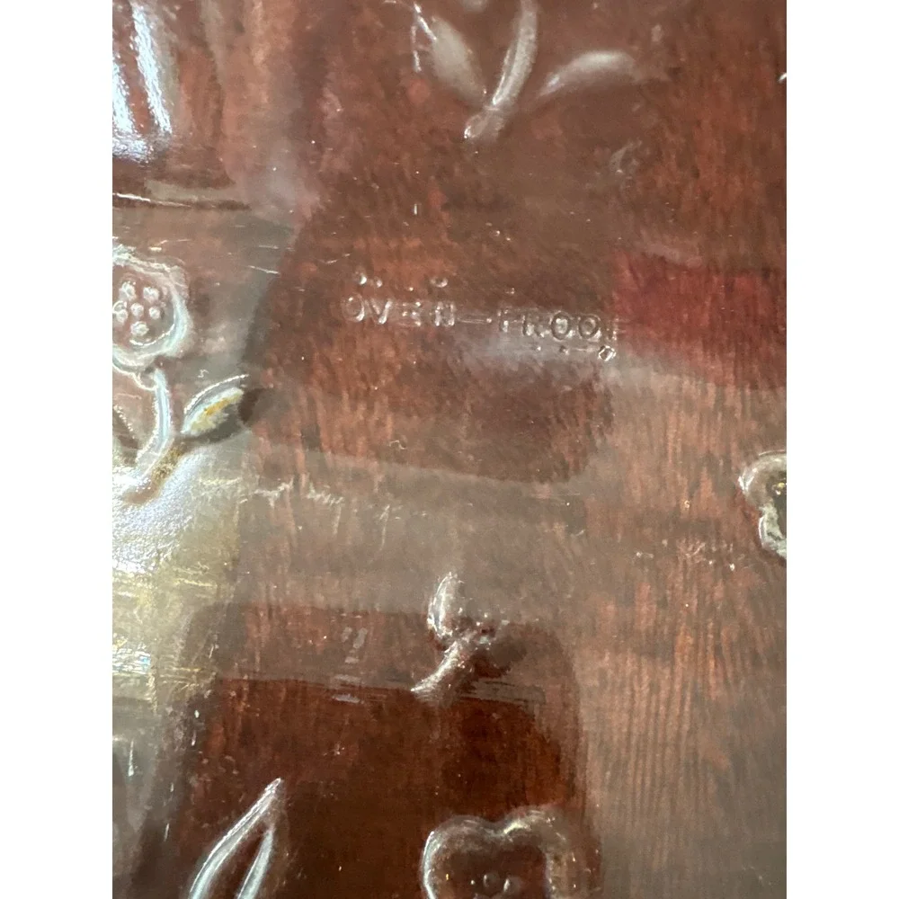 Vintage Clear Glass Floral Embossed Oven Proof Rectangular Baking‎ Dish 13.5in